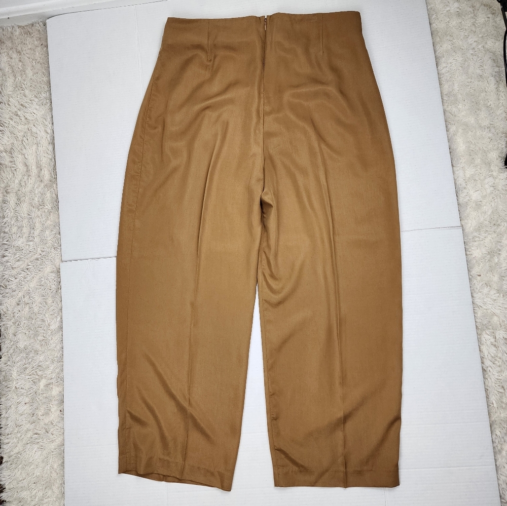 Banana Republic Wide Leg Pants Pleated Trouser Tan Tencel Lyocell Size 18 - Picture 4 of 12